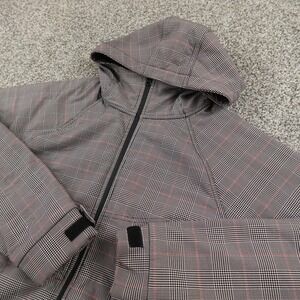 Burton Jacket Womens L Gray Plaid Hooded Full Zip Dryride Ski Snowboard Coat Top